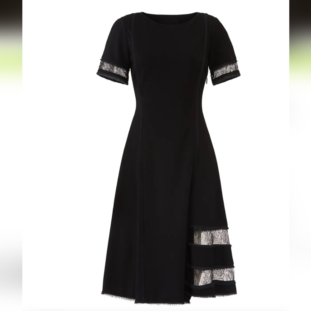 Jason Wu Black Midi Dress with Lace Trim